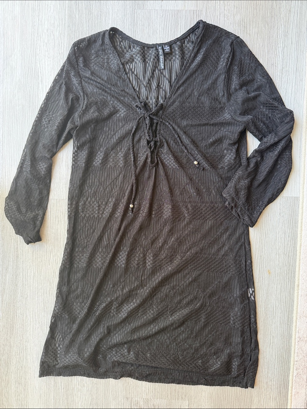 Pacific Beach Black Sheer Lace Tunic